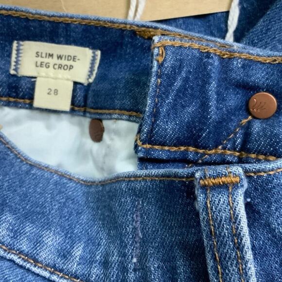 Madewell Jeans Womens 28 Slim Wide Leg Crop Button Fly Mid Wash Streetwear Denim - Picture 9 of 16